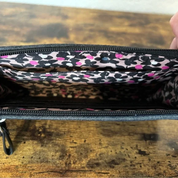 NEW Vera Bradley Iconic RFID Large Zip Wristlet Quilted Wallet black denim pink - Picture 5 of 5